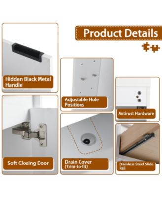 72" White Vanity Combo: 4-Storage & 2-Wall Cabinets, Soft Close