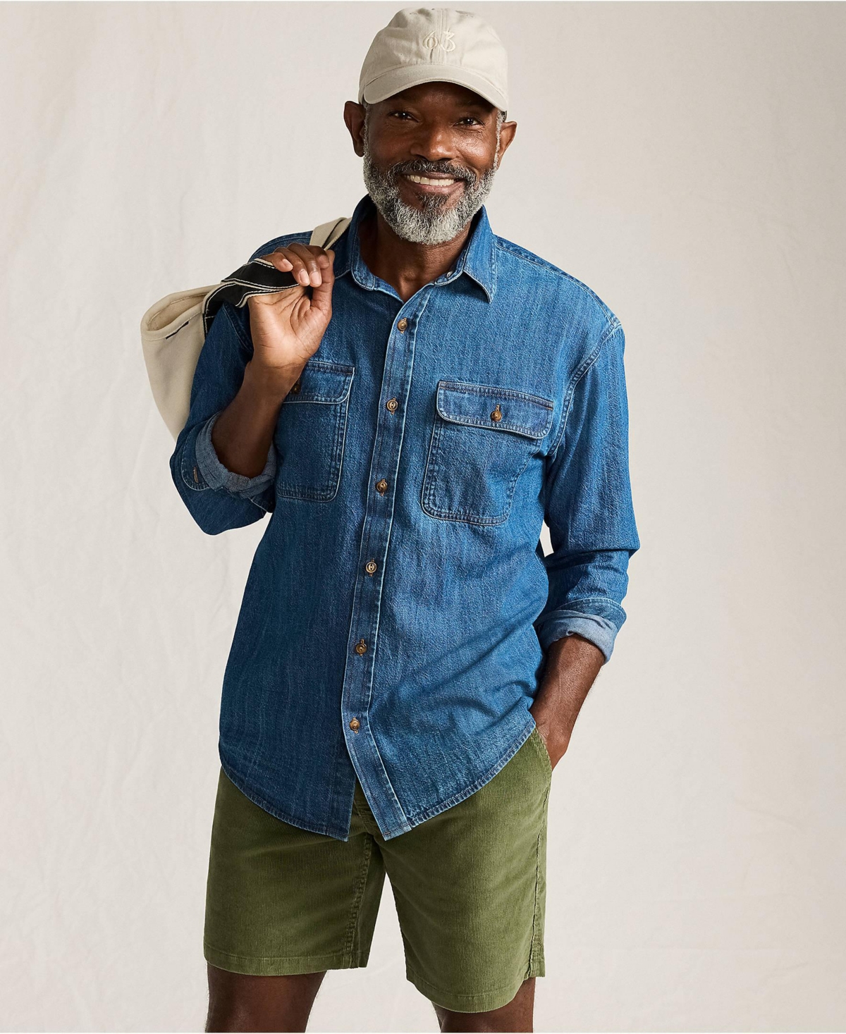 Lands' End Men's Long Sleeve Indigo Work Shirt