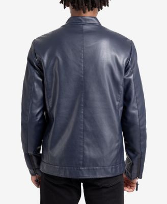 Men's PU Racer Jacket With Faux Shearling Lining