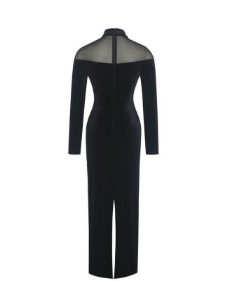 Women's Blair Black Sheer Mock Neck Maxi Dress