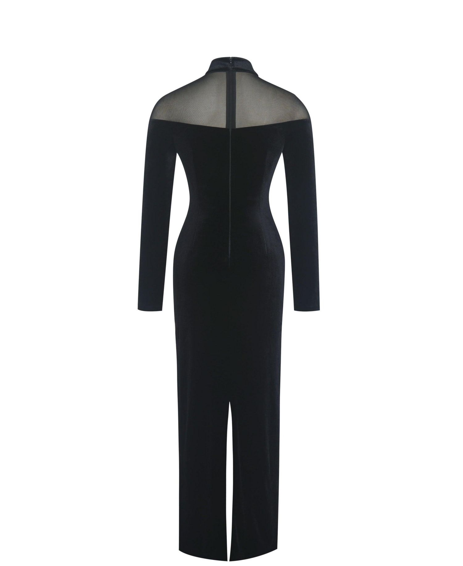 Women's Blair Black Sheer Mock Neck Maxi Dress