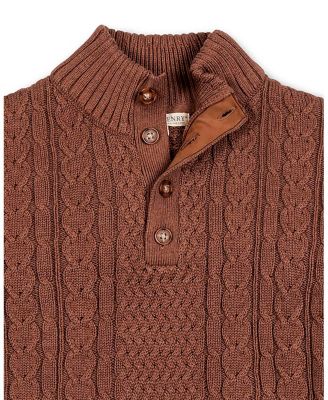 Men's Organic Mock Neck Cable Sweater