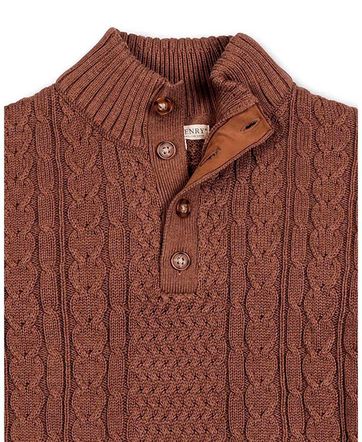 Hope & Henry Men's Organic Mock Neck Cable Sweater