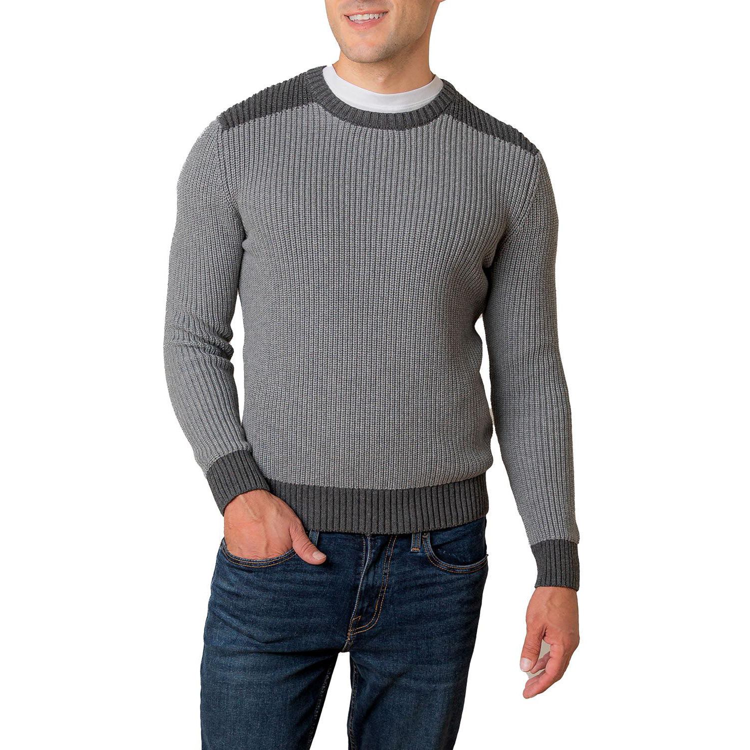 Men's Hope and Henry Organic Crew Neck Shoulder Detail Sweater