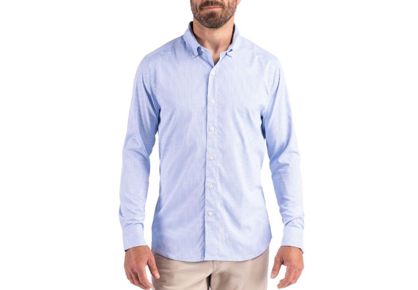 Мужская рубашка Cutter & Buck Long Sleeve Dress Shirt, цвет: Белый — фото 1