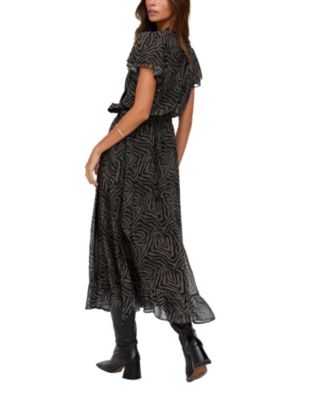 Women's Devina Ruffle Detail Zebra Print Maxi Dress