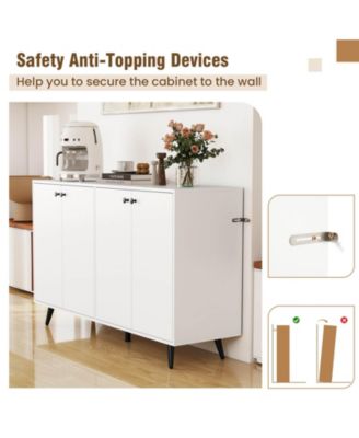 Buffet Sideboard Mid Century Modern 4-Door Storage Cabinet 50" Accent Cabinet