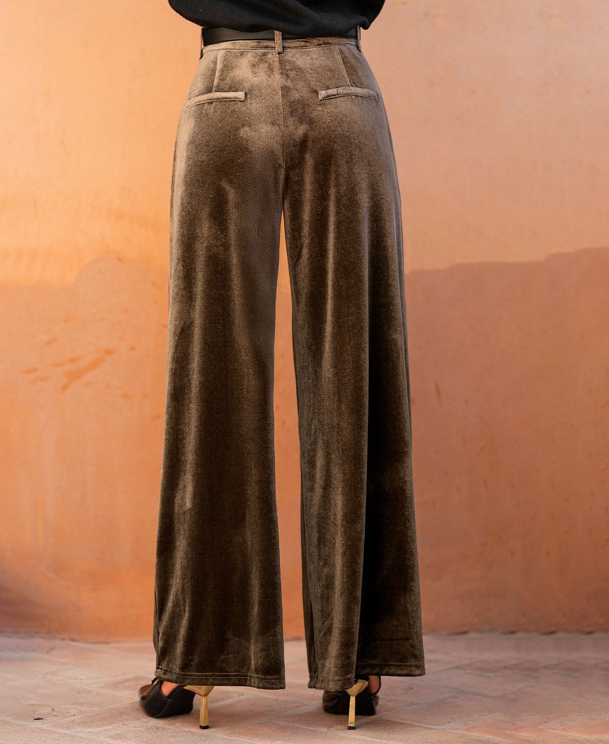 Cupshe Women's Velvet Heat Brown Pants