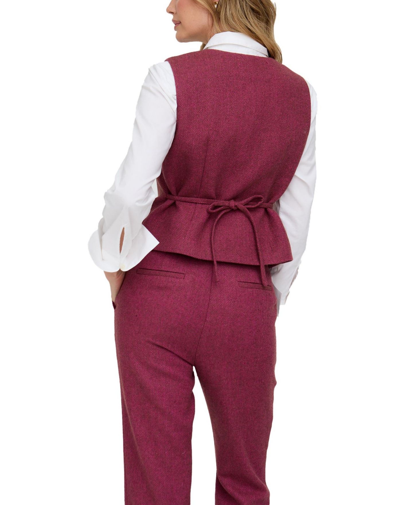Женские куртки Lily and Lionel London Pandora Tailored Herringbone Print Waistcoat, цвет: Розовый — фото 3