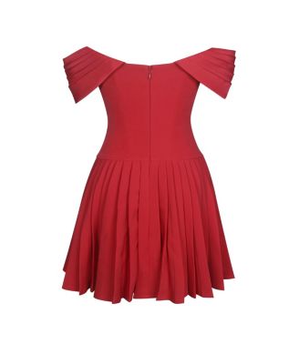Women's Narelle Crimson Off-Shoulder Sweetheart Drop Waist Mini Dress