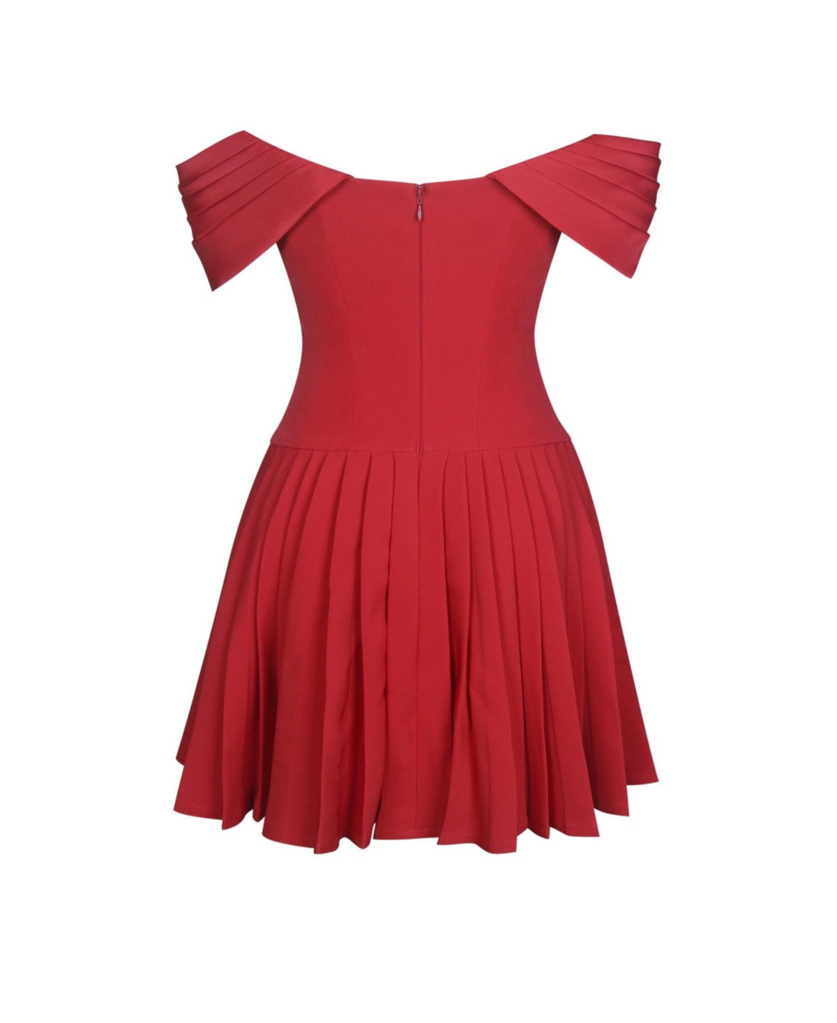 Miss Circle Women's Narelle Crimson Off-Shoulder Sweetheart Drop Waist Mini Dress