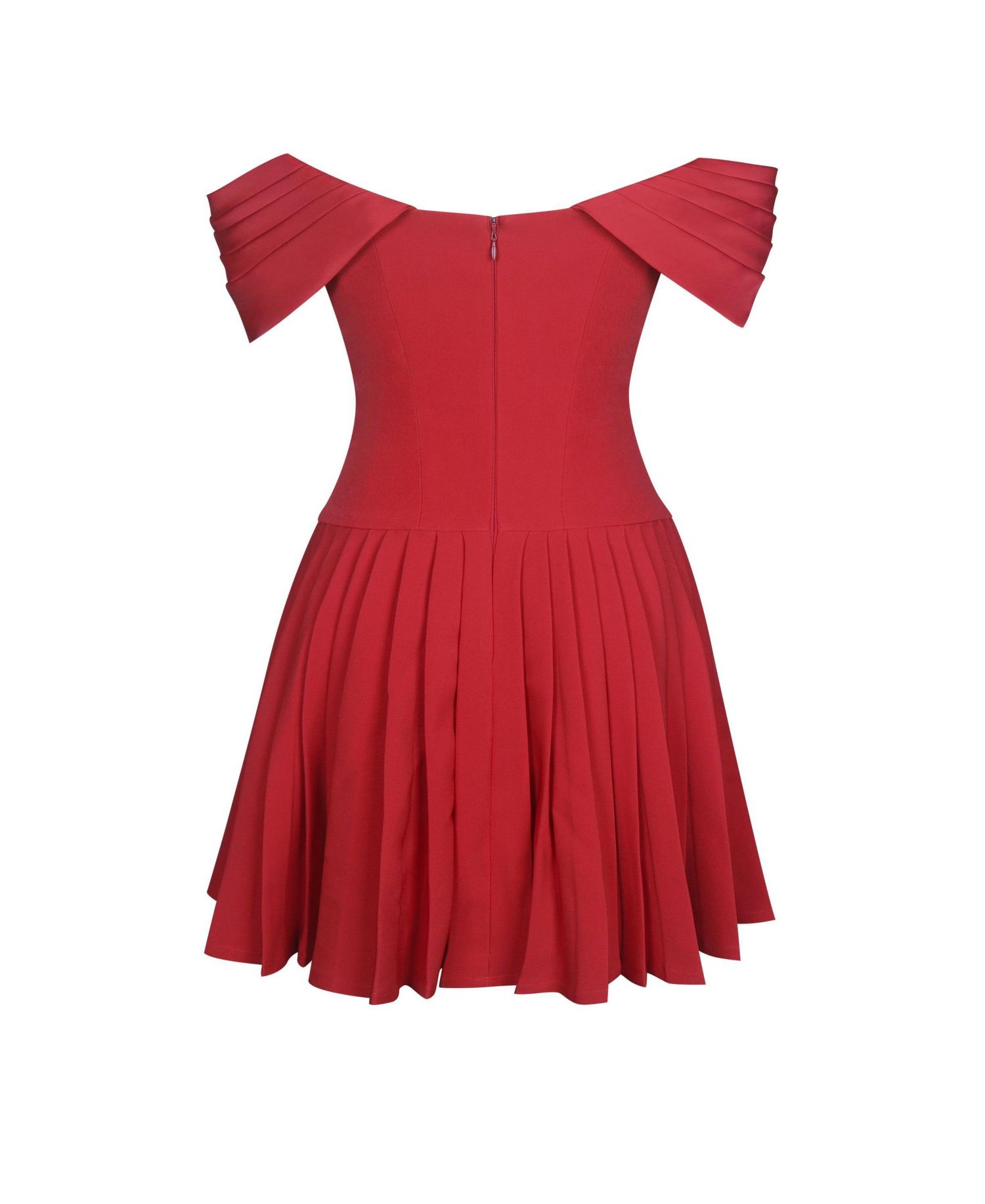 Women's Narelle Crimson Off-Shoulder Sweetheart Drop Waist Mini Dress