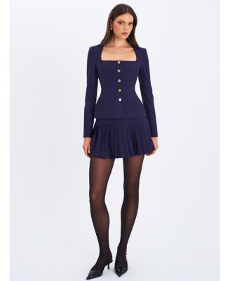 Women's Skyla Indigo Square Neckline Peplum Blazer