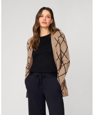 Women's Open Front Argyle Cardigan