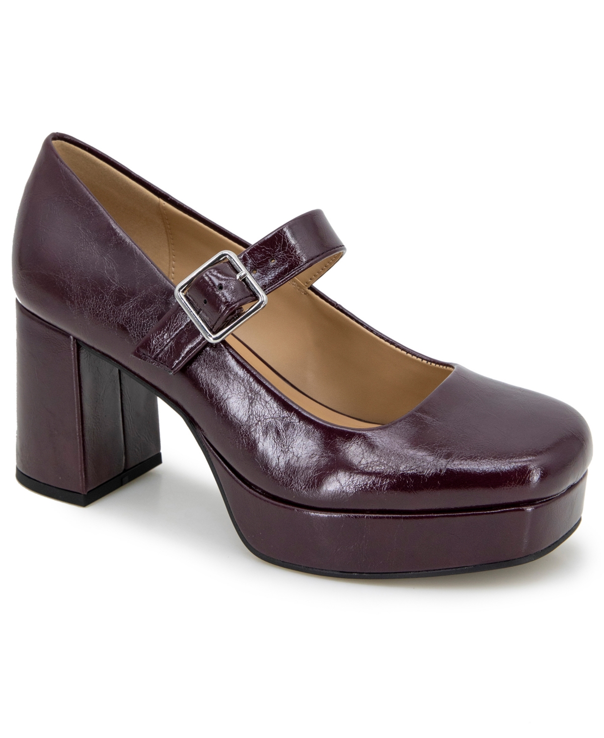 Kenneth Cole Reaction Klair Jewels Platform Mary-jane Pumps In Burgundy