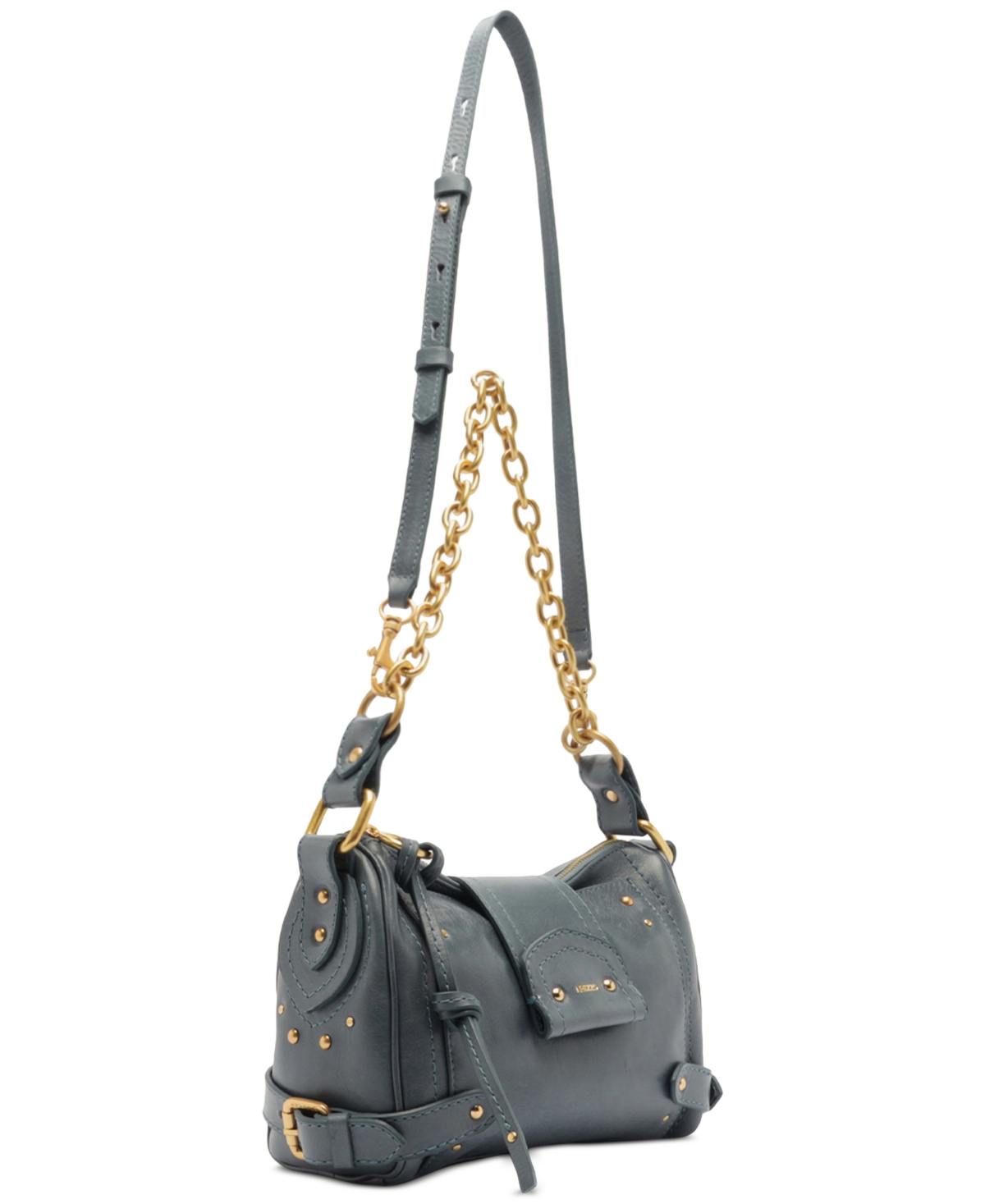 Arezzo Gio Small Chain Strap Leather Shoulder Handbag In Blue