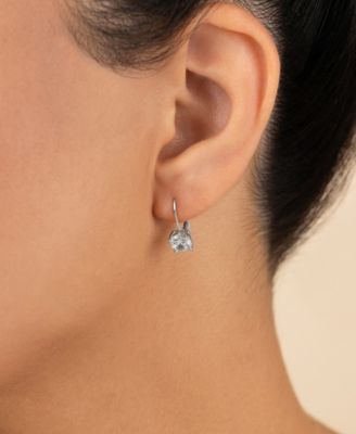 Sterling Silver Round Cut French Clip Earrings