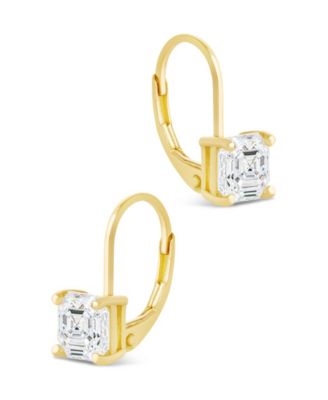 Sterling Silver Princess Cut French Clip Earrings
