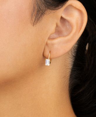 Sterling Silver Emerald Cut French Clip Earrings