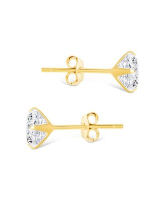 Sterling Silver Princess Cut Prong Set Stud Earrings