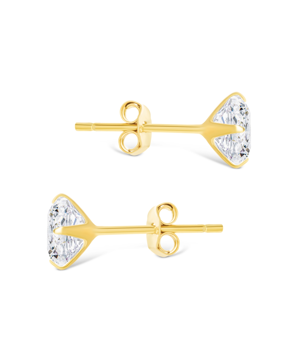 Sterling Forever Silver Princess Cut Prong Set Stud Earrings