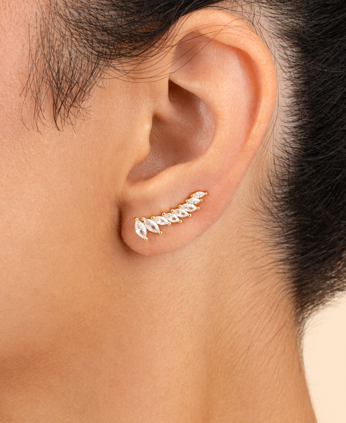 Sterling Forever Silver Skye Cz Threader Crawler Earrings