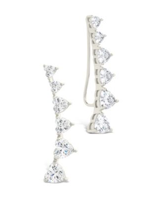Sterling Silver Jillian CZ Heart Crawler Studs