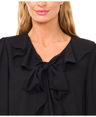 Women's Ruffle Tie V-Neck Top