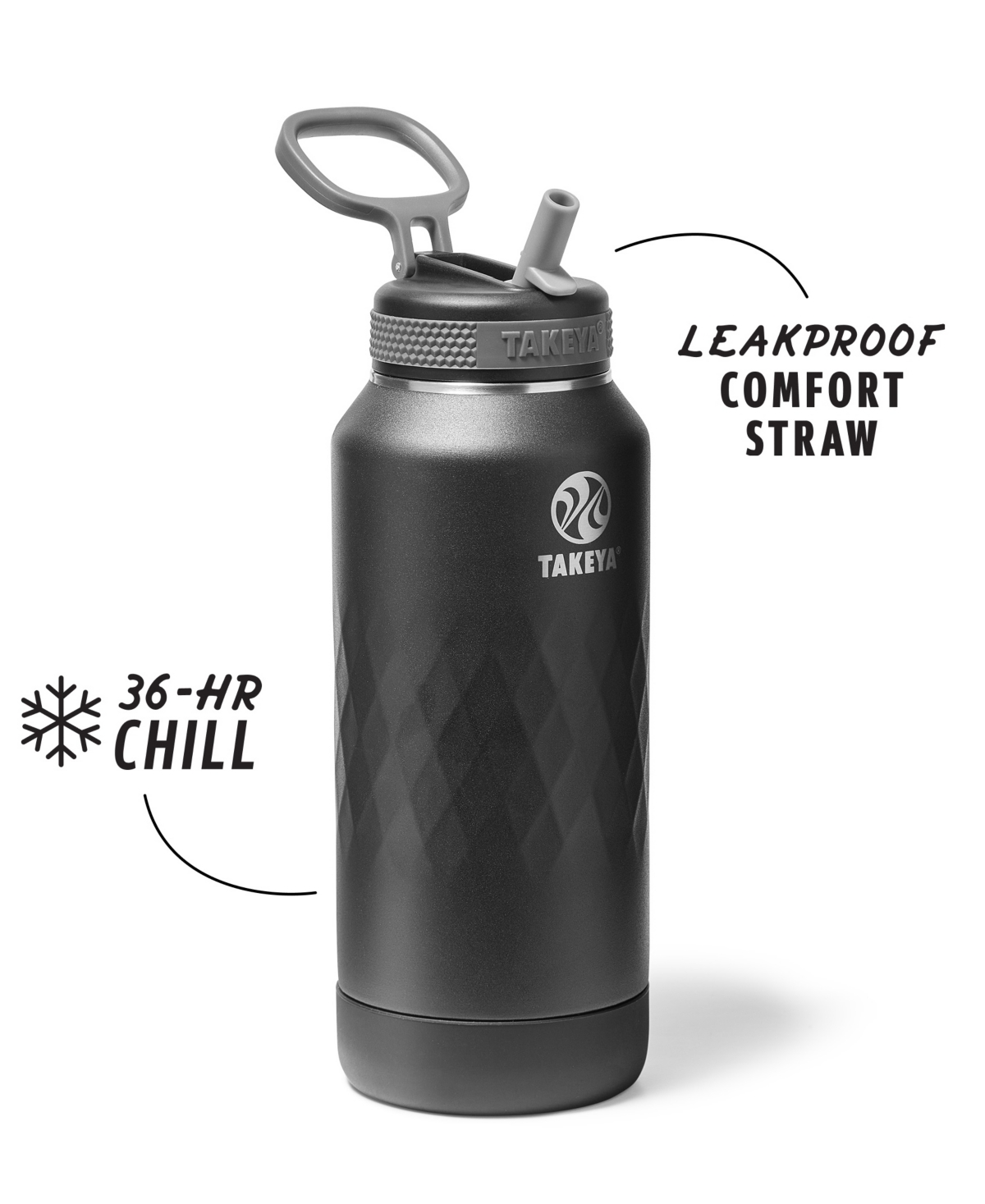 Takeya Sport 32 Oz. Triple-insulated Water Bottle With Straw Lid In Black
