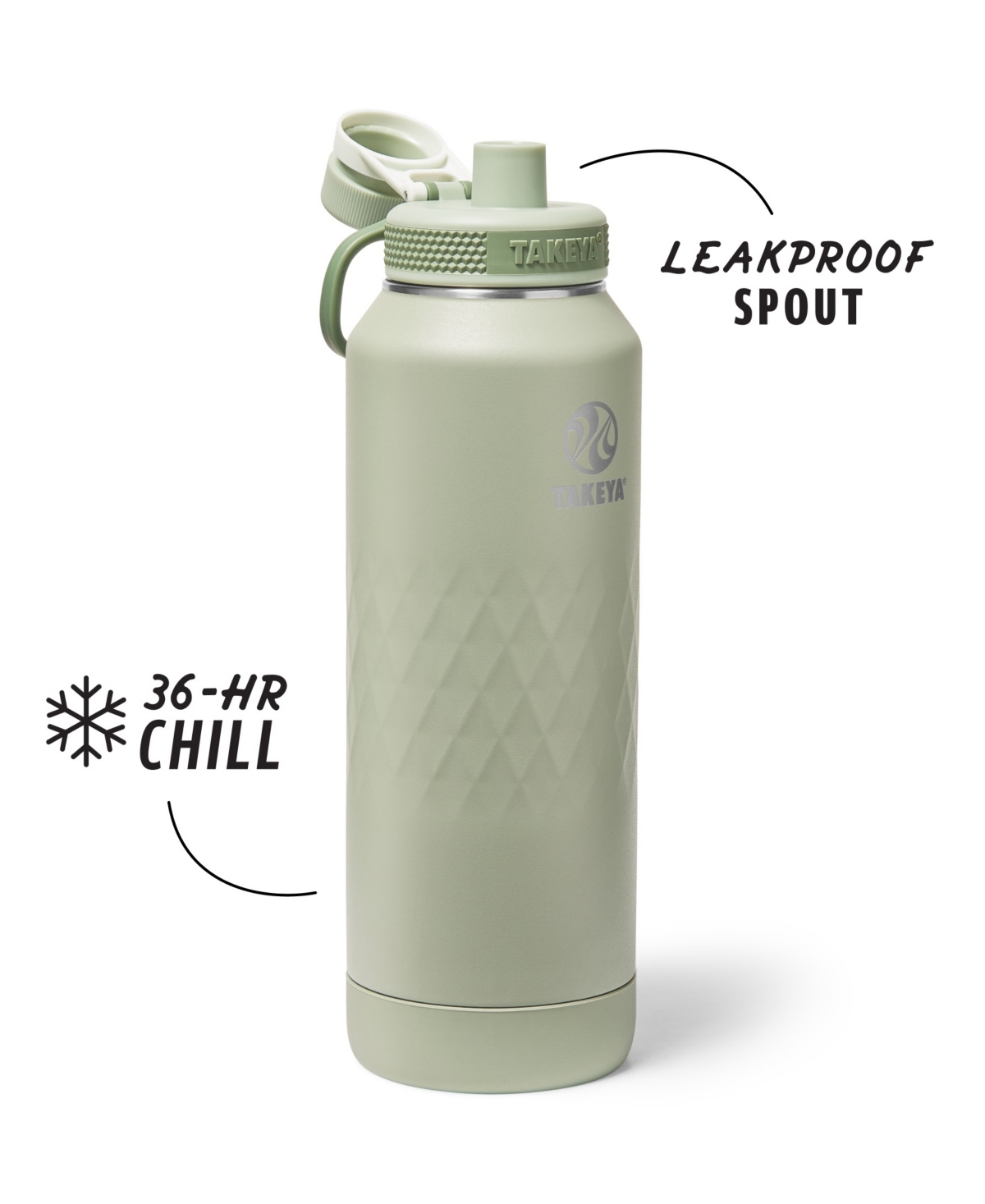 Takeya Sport 40 Oz. Triple-insulated Water Bottle With Spout Lid In Green