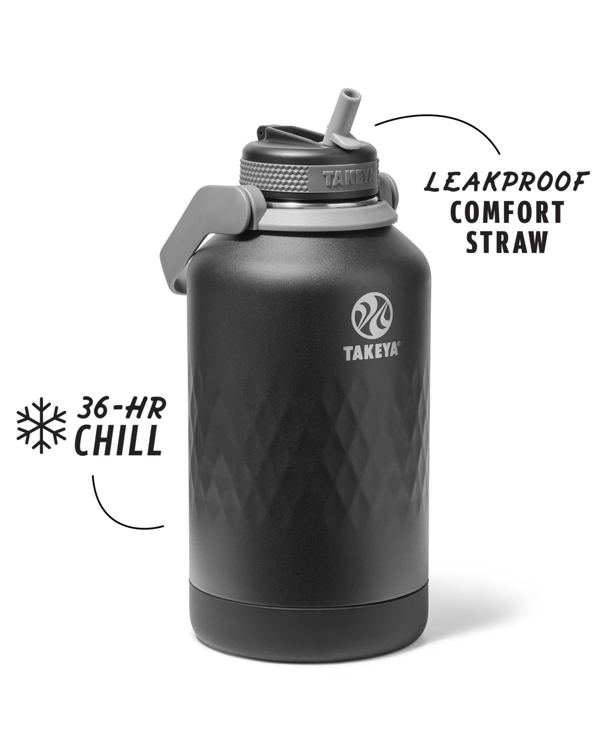 Takeya Sport 64 Oz. Triple-insulated Water Bottle With Straw Lid In Black