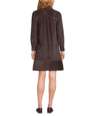 Women's Wide Wale Cord Popover Long Sleeve Shirt Dress