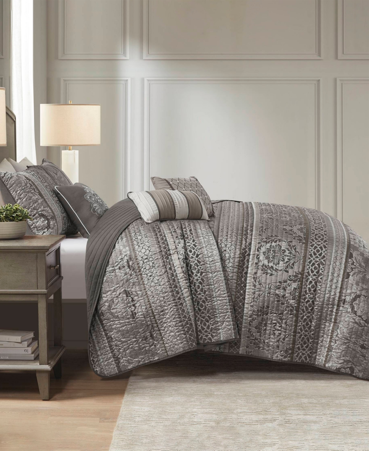 Madison Park Bellagio 6-pc. Quilt Set, Full/queen In Brown