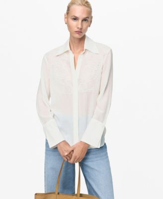 MANGO - Women's Patches Lyocell Shirt