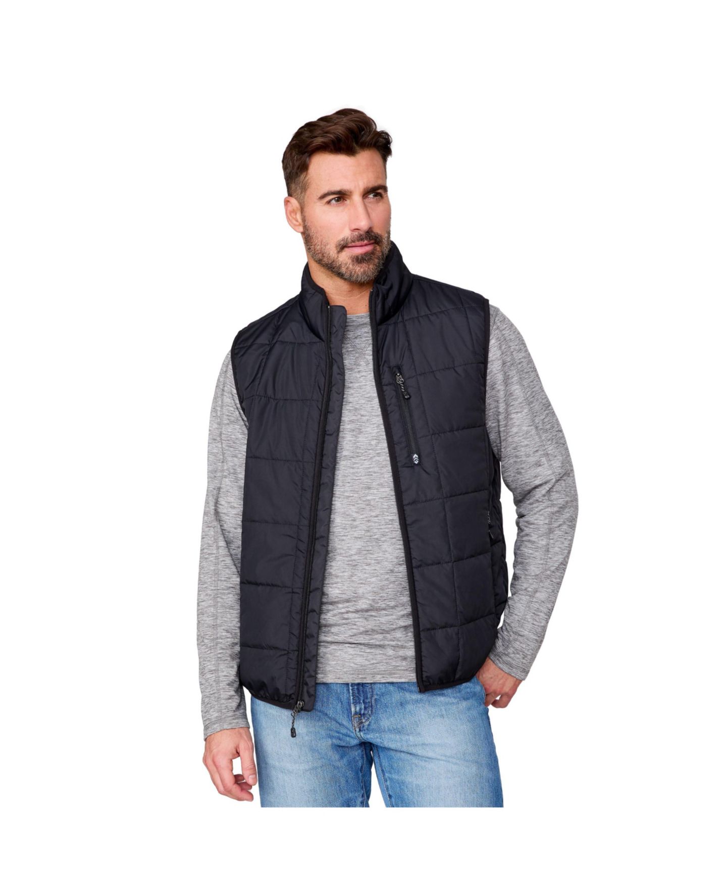 Мужской жилет Free Country Maple Creek IV Box Quilted Puffer, цвет: Чёрный — фото 2