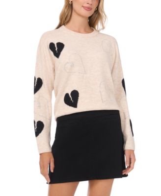Vince Camuto - Women's Many Hearts Long-Sleeve Sweater