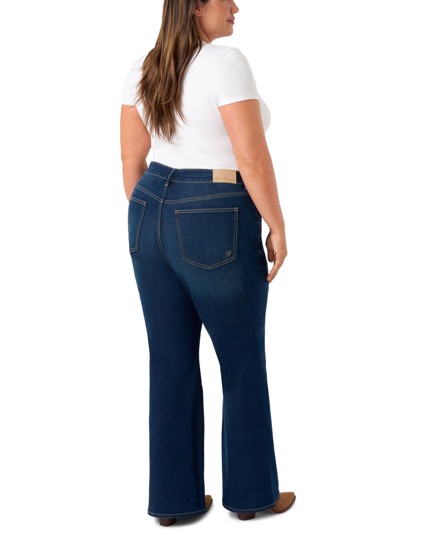Женские джинсы Seven7 Plus Size Generation Flare, цвет: Тёмная варка — фото 4