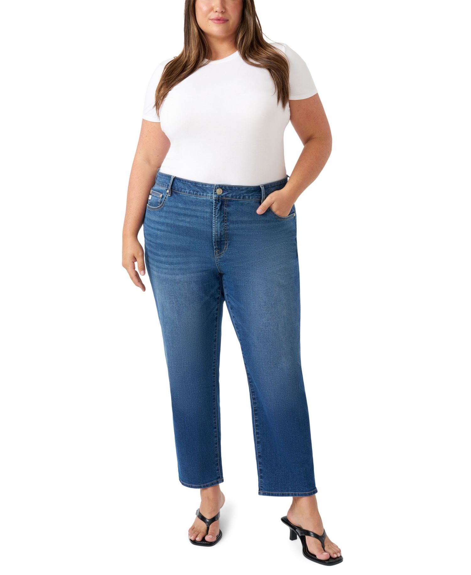 Plus Size Vintage Straight Ankle Jeans
