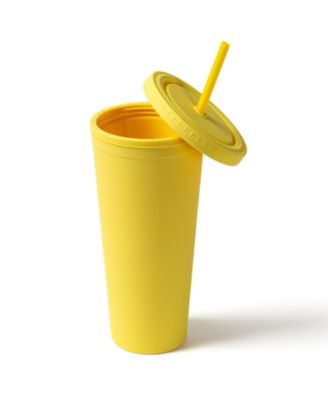 Essential Ginnie Cup with Lid and Straw, 700ML/24OZ Double-Walled, BPA-Free Acrylic Cup, Easy to Clean, Matte Finish, Fits Most Cupholders