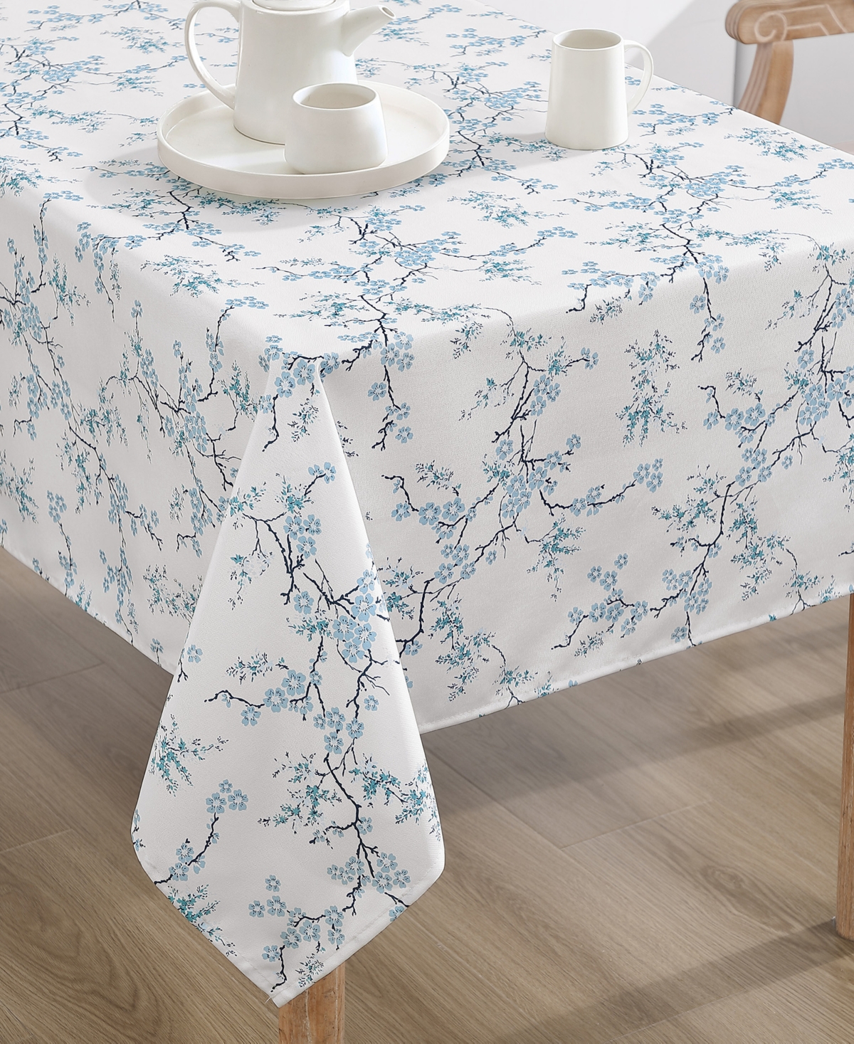 Laura Ashley Easy Care Pattern Tablecloth, 60" X 102" In White