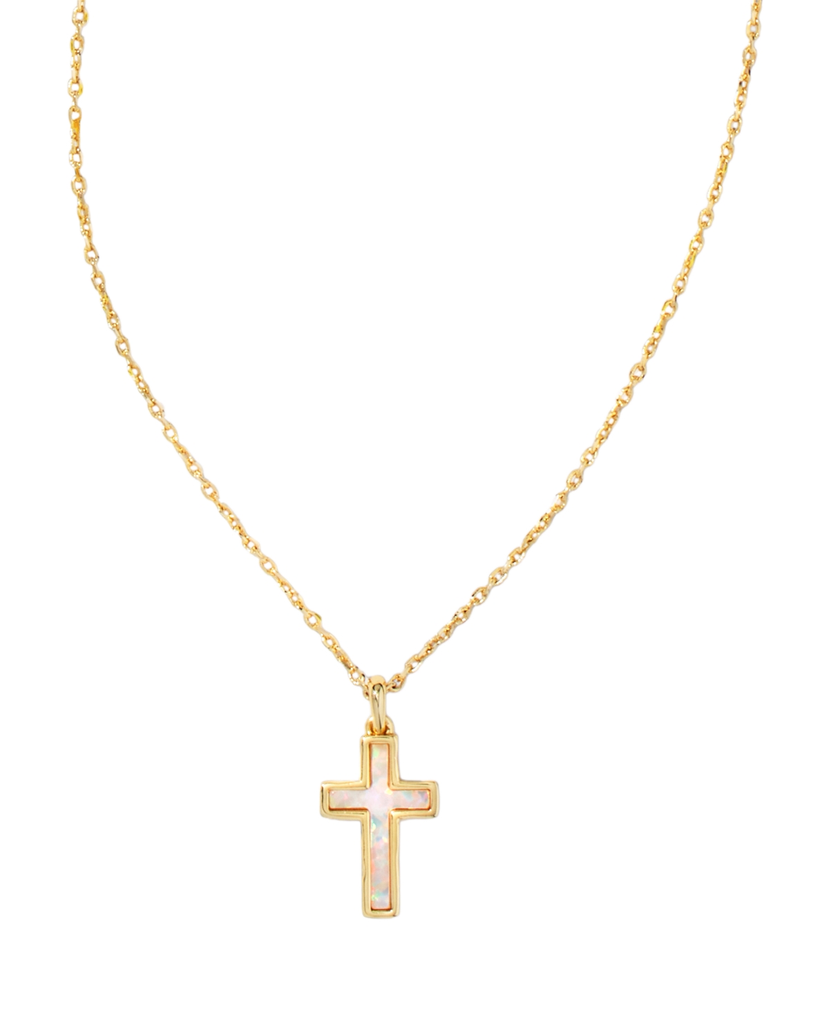 Kendra Scott Kyocera Opal 14k Gold-plated Boxed Cross Pendant Necklace In Gold
