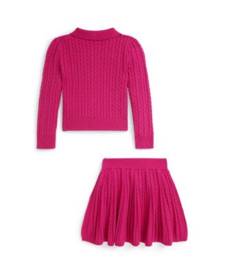 Girls' 2T-6X Crewneck Cardigan and Skirt, 2 Piece Set