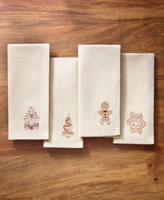 Gingerbread Bliss 4-Pc. Embroidered Napkin Set, 17" x 17"