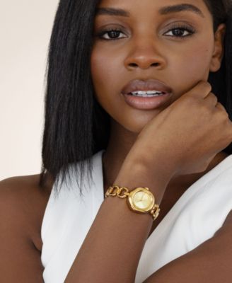 Open Circle Gold Plated Bracelet Watch, 85mm