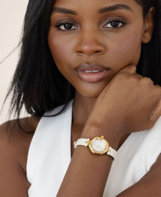 Open Circle Gold Plated Leather Watch,70-110mm