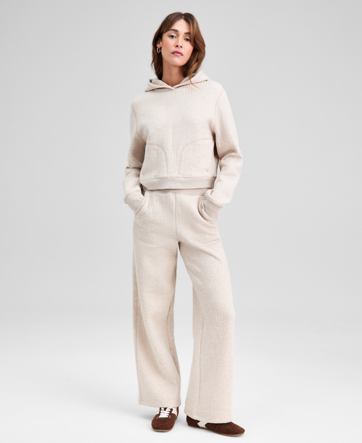 And Now This Women's Quilted Wide-leg Lounge Pants, Macy's Exclusive In Brown