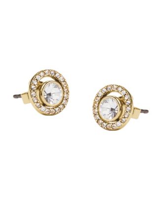 Faux Stone Pavé Halo Stud Earrings