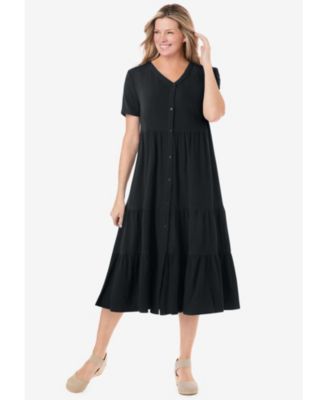 Plus Size Gauze Tiered Dress