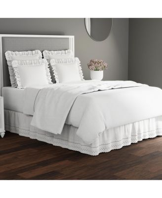 Ruffled Eyelet 14" Drop Bed Skirt, Queen
