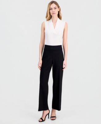 Anne Klein Women's High Rise Pull-On Wide-Leg Pants